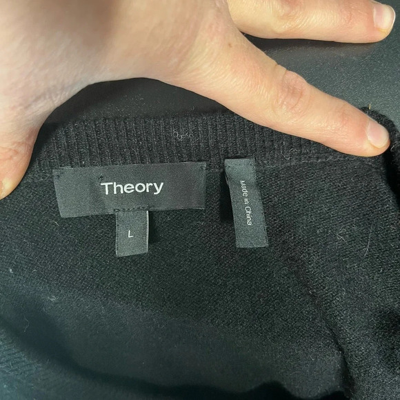 Theory Our Time Is Now Crewneck Cashmere Sweater Black Men's Size Large - Picture 6 of 7